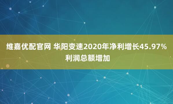 维嘉优配官网 华阳变速2020年净利增长45.97% 利润总额增加